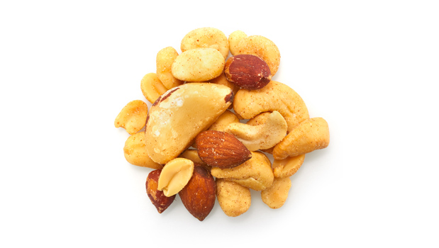 Roasted red skin peanuts, Roasted blanched peanuts, Roasted almonds, Roasted brazil nuts, Roasted cashews, Roasted filberts, Non GMO canola oil, Salt.
May contain: Other tree nuts