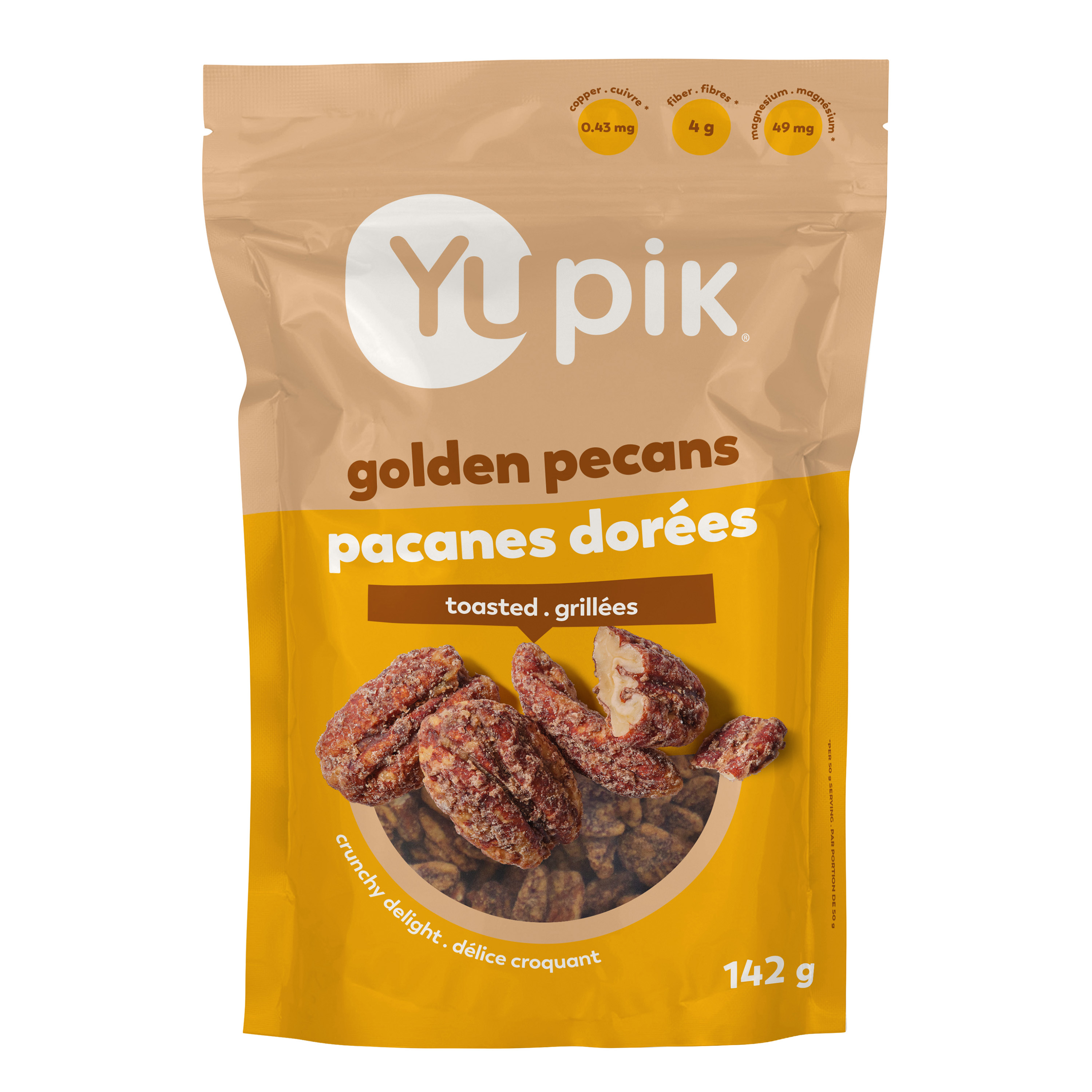 Dry roasted pecans, Golden yellow sugar, Brown rice syrup, Propylene glycol, Natural flavors (butter, vanilla), Salt