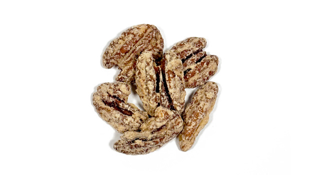 Pecans, Organic cane sugar, Maple syrup, Maple flavour (propylene glycol, natural flavor), Cinnamon powder, Sea salt. May contain: Peanuts, Other tree nutsThis product may occasionally contain small shell pieces.