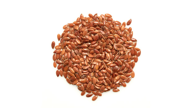 Organic brown flax seeds.