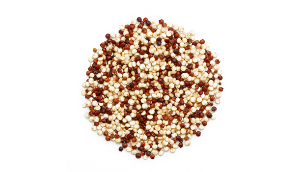 Organic red and white quinoa.